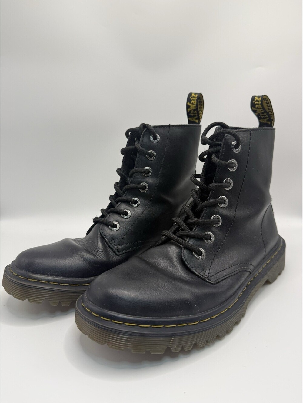 Dr Doc Martens Luana Air Wair Black Leather Combat Boots US Women’s Size 8 - Picture 7 of 8